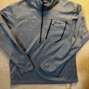 Eddie Bauer Men Large Heather Gray Black First Ascent 1/4 Zip Fleece‎ Pullover